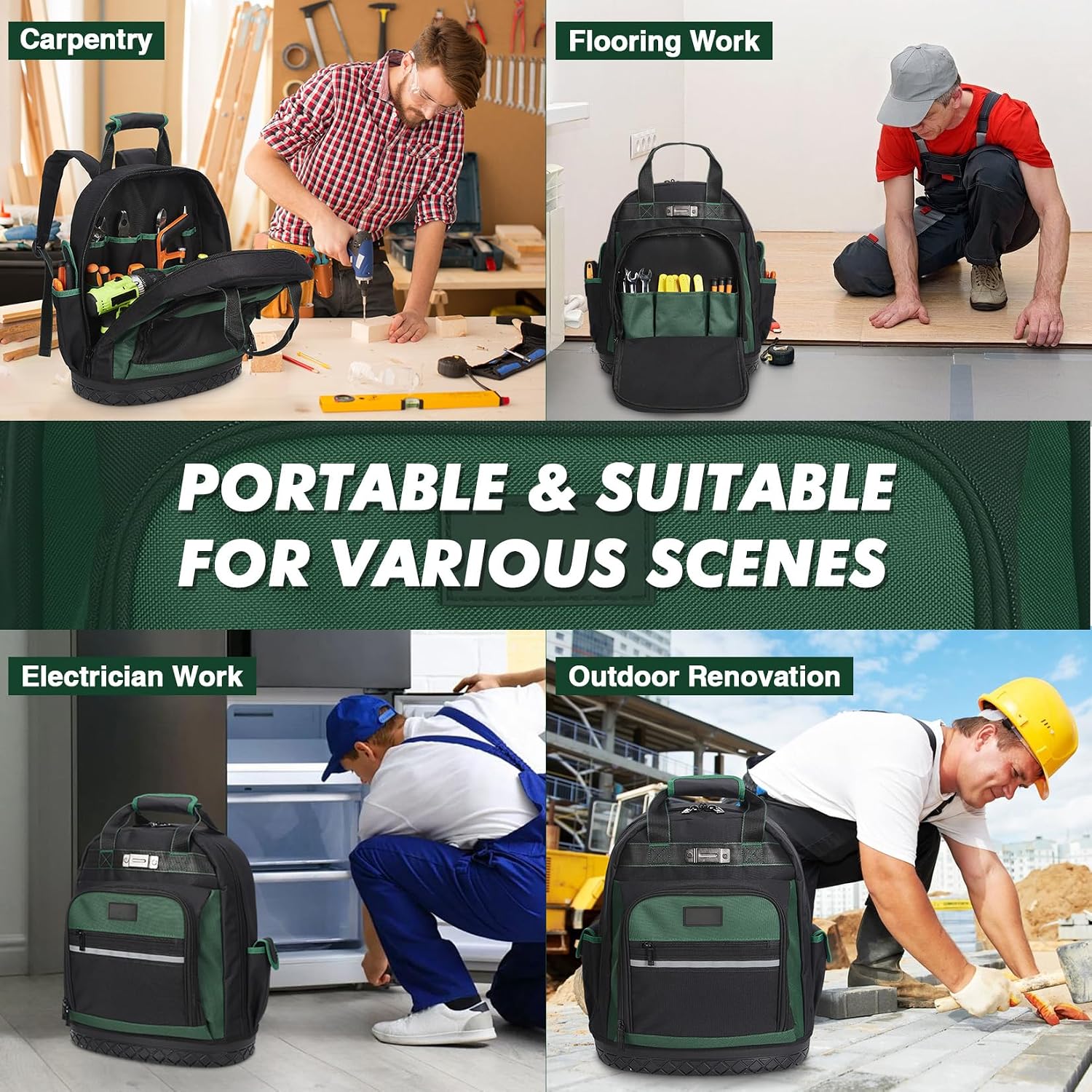 Heavy Duty Oxford Tool Backpack 17'' Curved Hard Base - Gallery 10