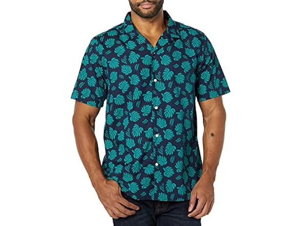 Navy Teal Green Palm Leaf Print