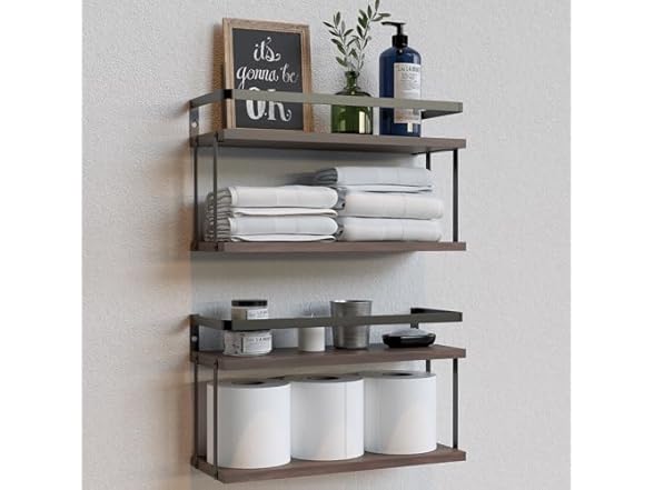 2 Tier Rustic Farmhouse Wood Shelves