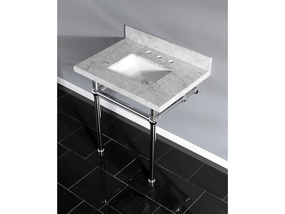 Kingston Brass Top, Carrara Marble White/Polished Chrome