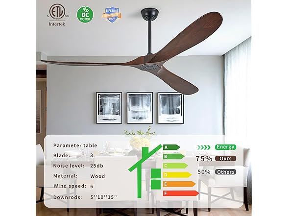 Zronon Outdoor Ceiling Fan No Light