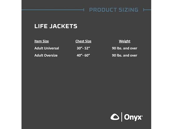 ONYX General Purpose Boating Life Jacket Universal Fit