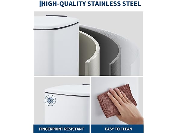 Takywep 8 Gal Step-On Trash Can White