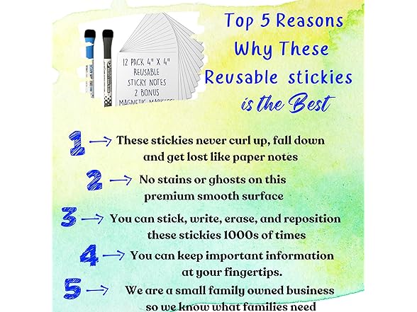 Dry Erase Reusable Sticky Notes