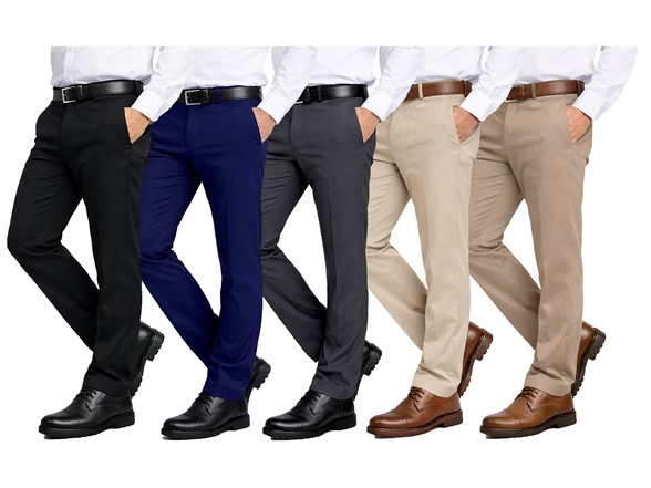 2Pk Asst Mens Slim Stretch Dress Pants