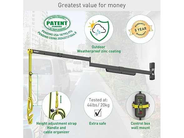 Barkan EV160WM2 63" EV Charging Cable Wall Arm