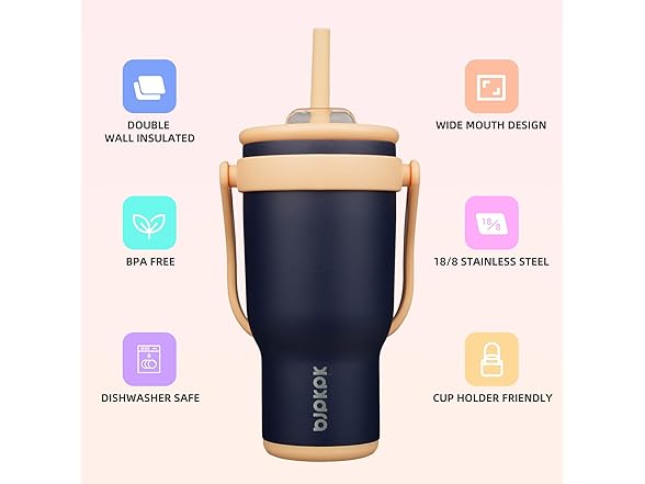 BJPKPK 30 OZ Insulated Travel Tumbler Navy Blue