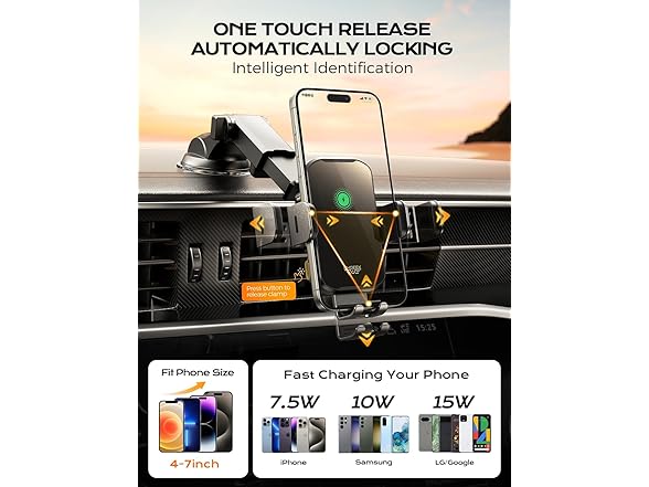 CHGeek 15W Wireless Charging Car Phone Holder Mount