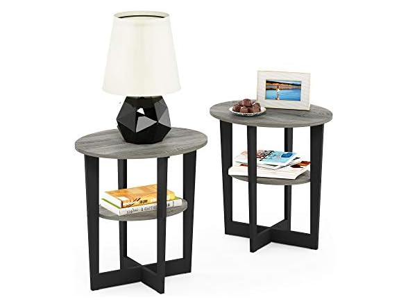 Furinno JAYA Oval End Side Night Stand, 2PK
