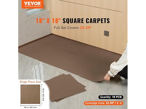 Carpet Tiles Peel and Stick, 18” x 18” Squares