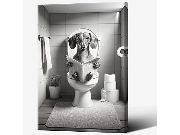 Funny Bathroom Dachshund Dog Wall Art