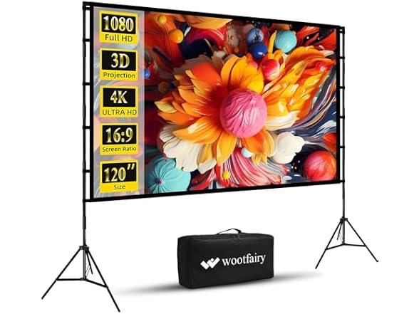 Wootfairy 120 inch Projector Screen with Stand
