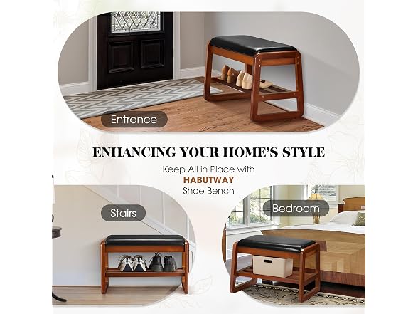 Solid Wood Shoe Rack with Flip-Top