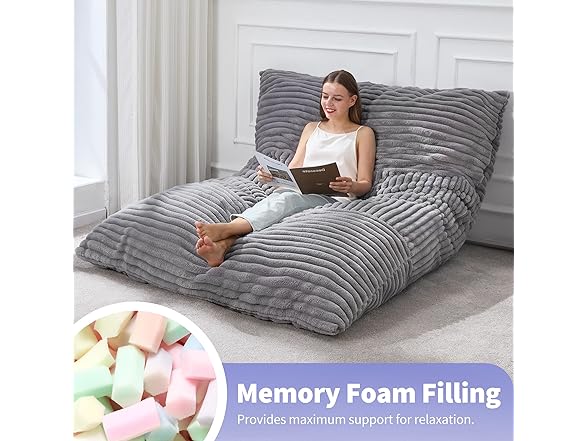 3 in 1 Bean Bag Chair Grey