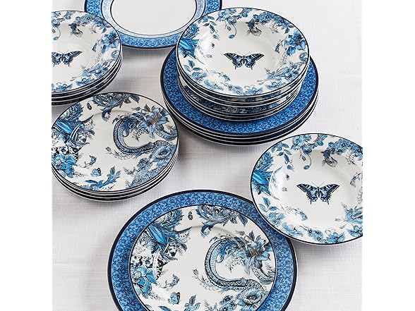 Marchesa Monarcha 4-Piece Dinner Plate Set Porcelain Blue