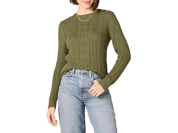 Amazon Essentials Women Soft Cotton Cable Sweater