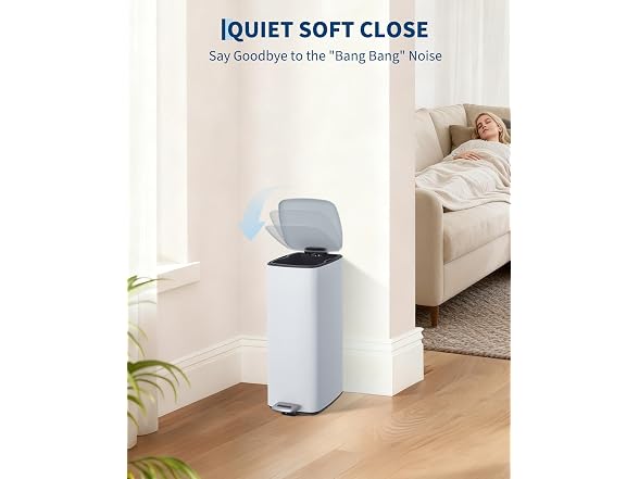 Takywep 8 Gal Step-On Trash Can White