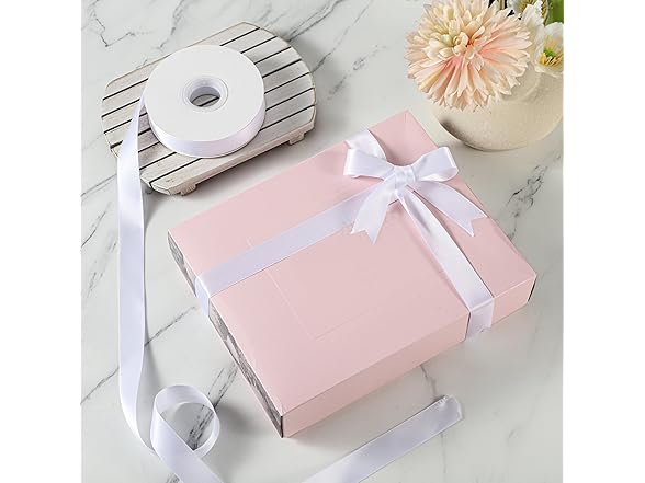 JCFINE Double Faced White Satin Ribbon