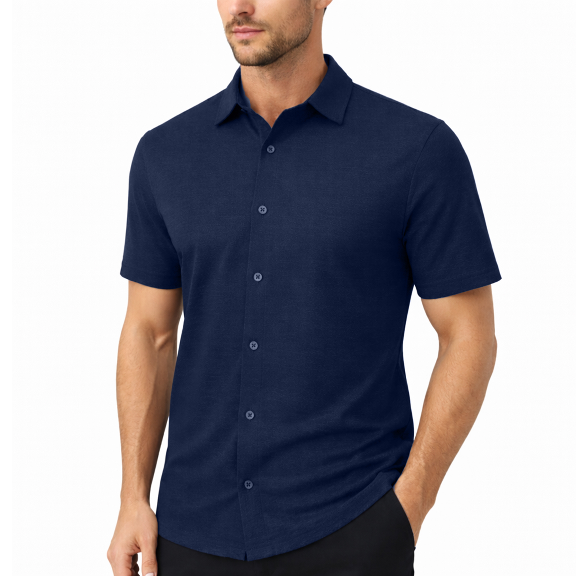 3Pk Asst Mens Knit Button Down Shirts - Gallery 15