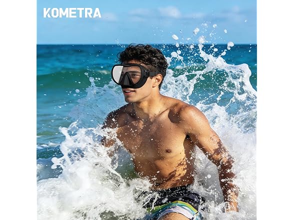 Adult Swim Goggles with Nose Cover- Black