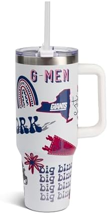 The Memory Company Official Licensed 40oz Team Spirit Stainless Steel Tumbler - Vacuum-Insulated Double-Wall Travel Cup With Handle and Straw Lid