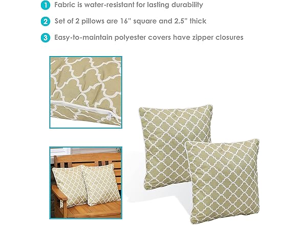 Sunnydaze Decor ZET-800 2 Tan/White Pillows Light Brow