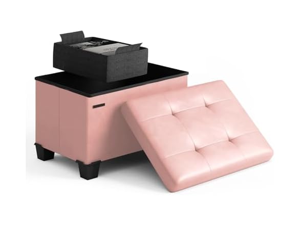 Storage Ottoman Cube Bin 16in Pink