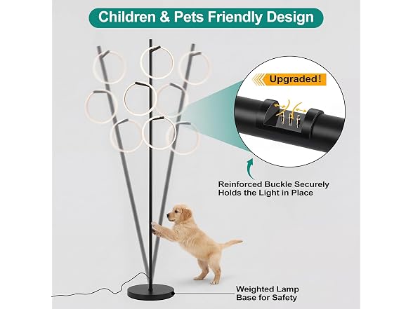 Bairth Black Floor Lamp with 3 Lights