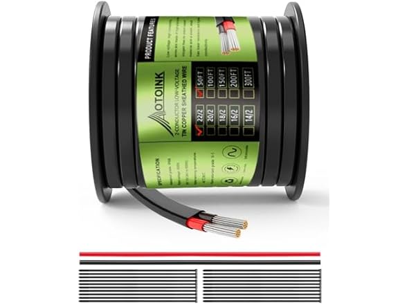 22/2 50FT Electrical Wire Tinned Copper