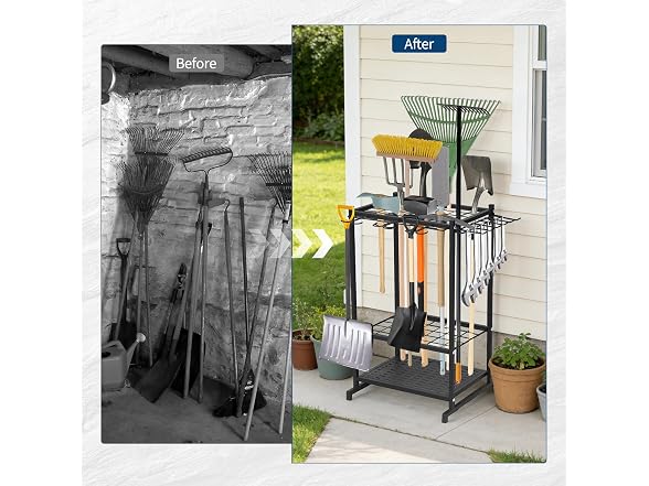 Garden Tool Organizer,3 Tier Yard Storage Rack