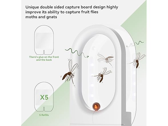 Fruit Fly Traps for Indoors, Plug in (1 Device + 5 Refills)