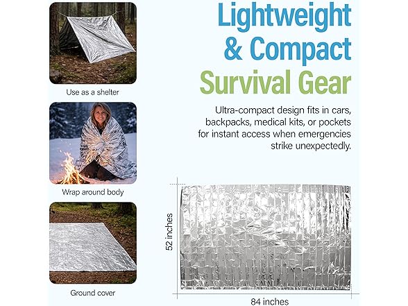 Emergency Mylar Thermal Blankets 20-Pack