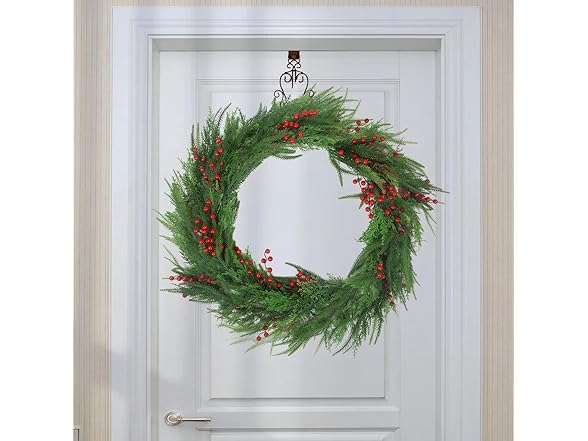 TISEMENT Norfolk Pine Cypress Garlands with Red Berries, 6Ft