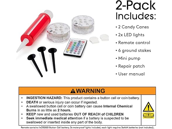 FUNBOY Oversized Inflatable Light-up Candy Cane