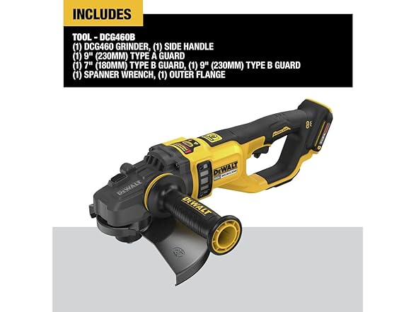 DEWALT DCG460B 60V MAX 7in to 9in Large Angle Grinder