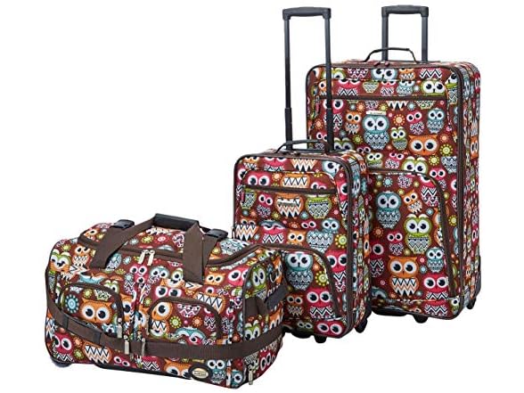 Rockland Vara Softside 3Pc Luggage Set, Owl
