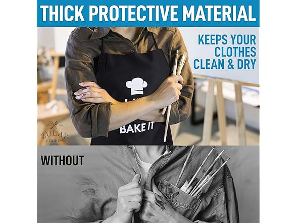 Funny Kitchen Aprons w/ Pockets 2-Pack