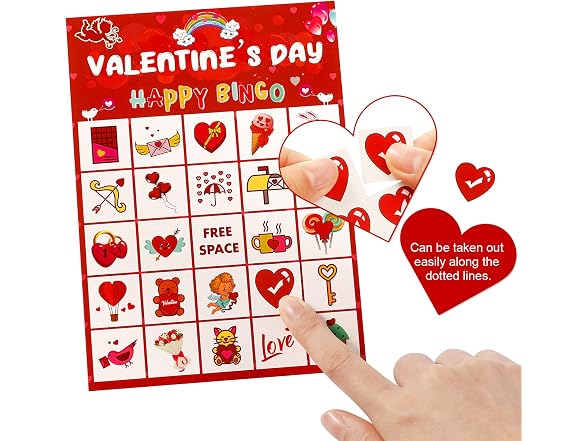 Valentine’s Day Bingo Game for Kids, Bingo Cards