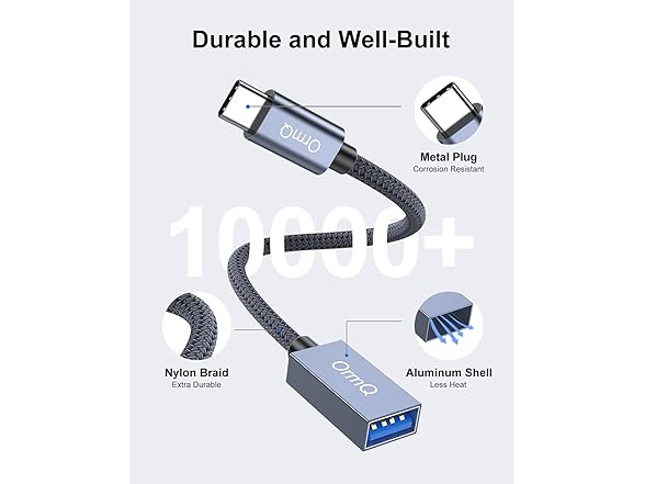 OrmQ USB C to USB Adapter 2 Pack