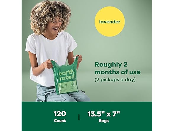 Earth Rated Dog Poop Bags with Handles 120Bags