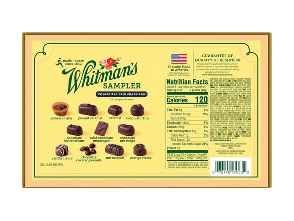 Whitmans Sampler Dark Choc Gift Box 10oz