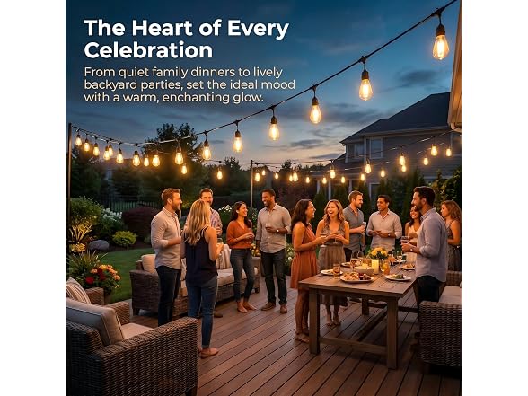 smareal 120FT Outdoor String Lights