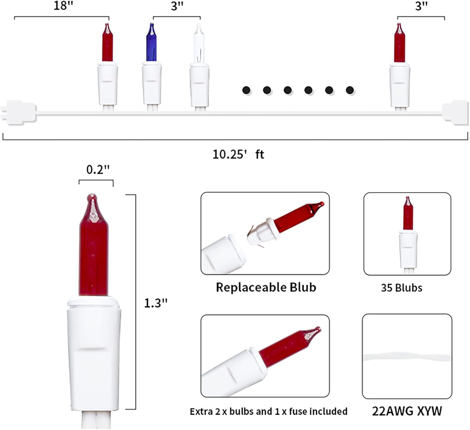 2 Pack Red White Blue LED Lights - Gallery 10