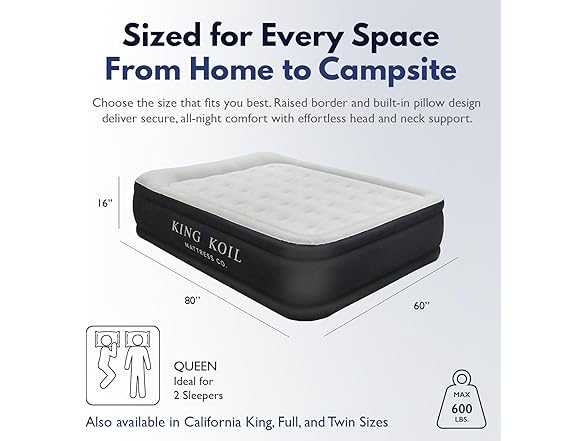 King Koil Luxury Pillow Top Queen Air Mattress