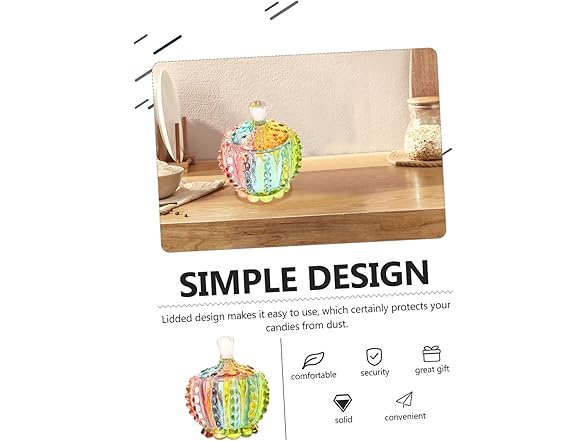 Homoyoyo Colorful Glass Candy Jar w/Lid