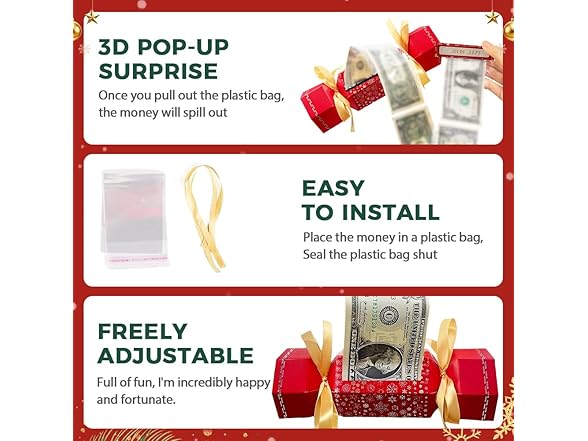 4PCS Christmas Surprise Money Pull Pouch