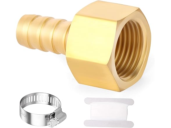 1/2 Barb x1/2 FNPT Brass 5Pcs+Clamp