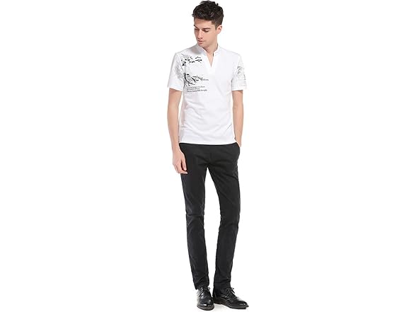 Sportides Men (M) Fashion V-Neck Henley Stand Tops