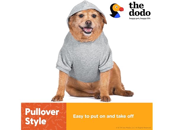 The Dodo Heather Gray ‘Sundays’ Hoodie for Dogs, S