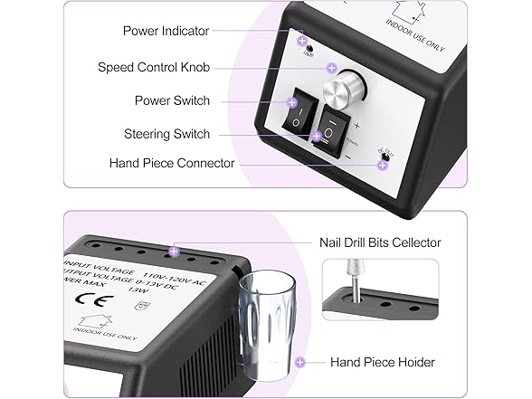 JIASHENG Professional Nail Drill, 20000rpm Electric Nail Drill 